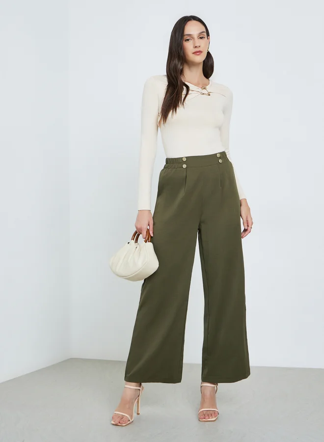 تايك تو بنطال قصة مريحة بخصر مطاطي