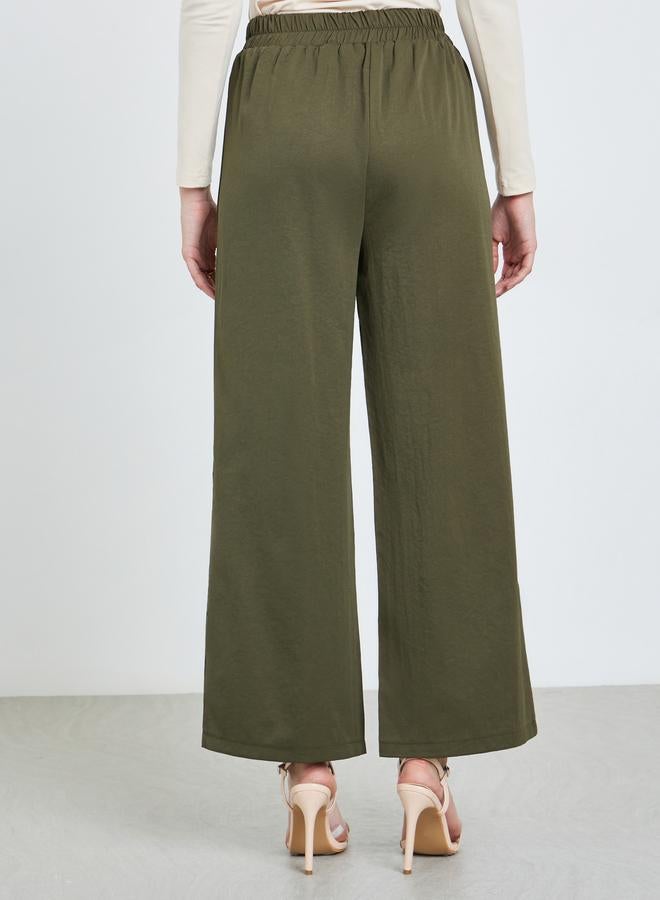 Take Two Khaki Elastic Waist Relaxed Fit Pants - Image 4