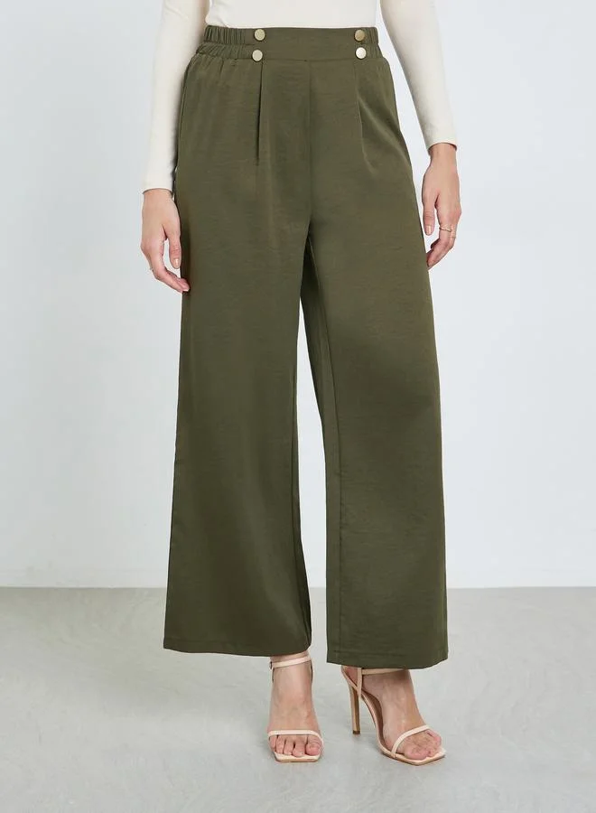 تايك تو بنطال قصة مريحة بخصر مطاطي