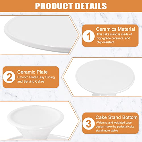 Restynic 9-Inch Round White Porcelain Cake Stand - Show Off Your Desserts, Celebrate in Style, Perfect for Holiday Gatherings, Weddings & Parties - Image 5