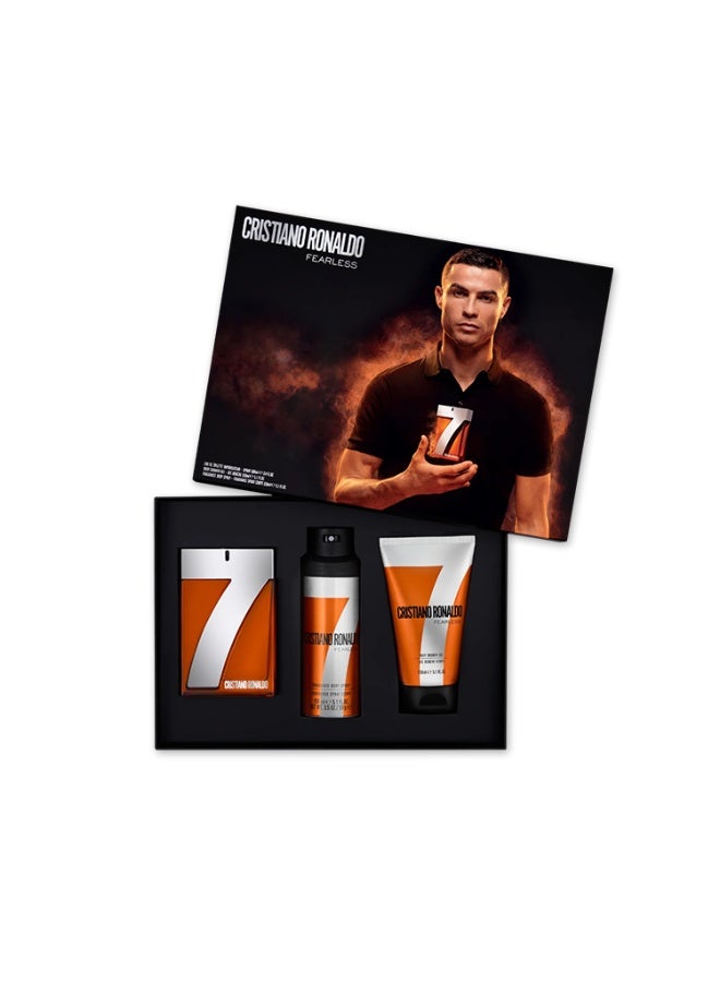 Cristiano Ronaldo CR7 Fearless Gift Set Eau de Toilette For Men,100 ml + Body Spray 150 ml + Shower Gel 150 ml - Image 1