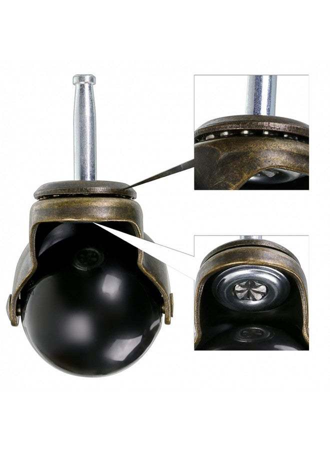 Skelang 2 Inch Ball Caster Stem Caster Wheel with Sockets, Vintage Antique Swivel Caster for Furniture, Sofa, Wood Chair, Cabinet,Pack of 4 - Image 1