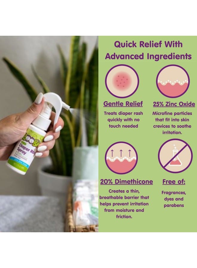 Boogie Diaper Rash Cream Spray for Baby, Travel Friendly No-Rub Touch Free Application for Sensitive Skin, Over 200 Sprays per Bottle, 1.7 oz (Pack of 3) - Image 2