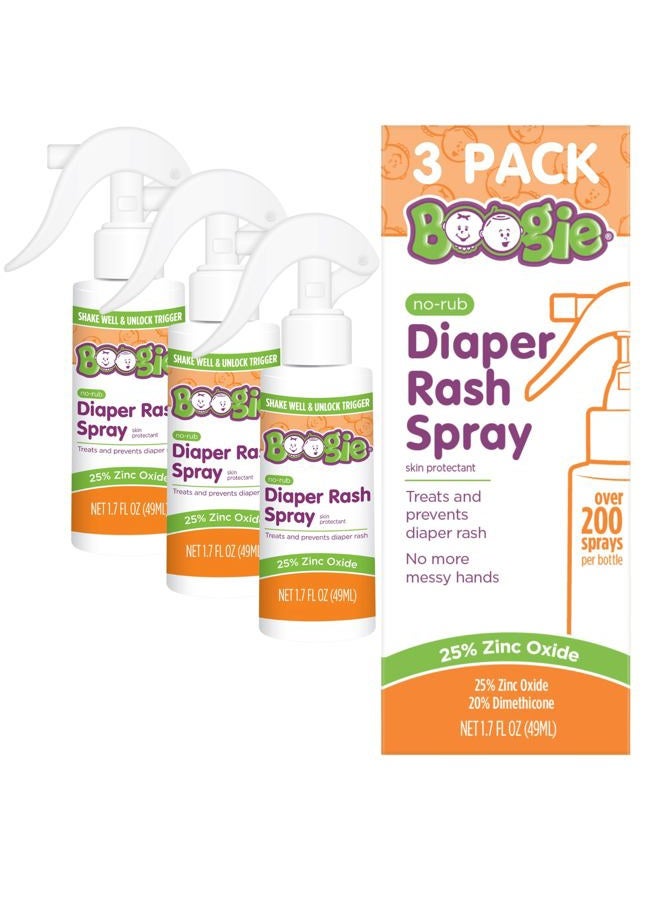 Boogie Diaper Rash Cream Spray for Baby, Travel Friendly No-Rub Touch Free Application for Sensitive Skin, Over 200 Sprays per Bottle, 1.7 oz (Pack of 3) - Image 1