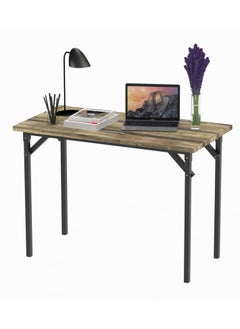 RIGID Steel Folding Table with Wooden Top Black 71x100x50cm  - Image 1