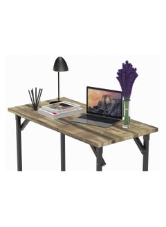 RIGID Steel Folding Table with Wooden Top Black 71x100x50cm  - Image 4