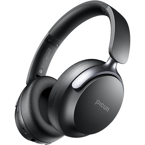 Picun NC60 Hybrid Active Noise Cancelling Headphones Foldable Wireless Over Ear Bluetooth 54 Headphones 80H Playtime Transparency Mode Stereo Bass Custom EQ via App for Travel Home Black - Image 1