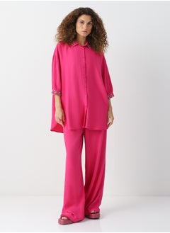 Women's Viscose Linen-blend palazzo trousers Pull On Closure Pink - pzsku/Z00DD8F151FEA950C09ECZ/45/_/1698657607/68943727-e388-456a-8607-9466c4a86f44