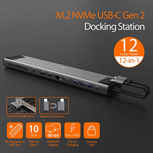 j5create USB C Dual 4K 60Hz Display Docking Station 12in1 Builtin M2 SSD Slot HDMI DisplayPort 10Gbps USBA Card Reader PD 100W Ethernet for 2021 MacBook Pro JCD552 - Image 3