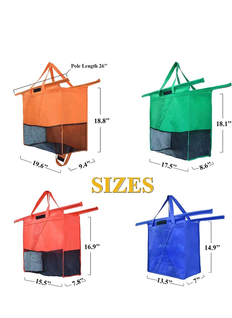 Zalcoon Zalcoon Reusable Shopping Cart Bags, Heavy Duty -4 Pack Reusable Grocery Shopping cart Bags for Groceries with Cooler Bag Egg bags, Grocery Organizer Designed for Trolley Carts  - Image 2
