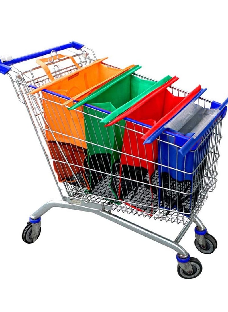 Zalcoon Zalcoon Reusable Shopping Cart Bags, Heavy Duty -4 Pack Reusable Grocery Shopping cart Bags for Groceries with Cooler Bag Egg bags, Grocery Organizer Designed for Trolley Carts  - Image 1