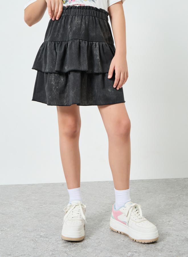 Styli Girls Tiered Cotton Mini Skirt - Image 1