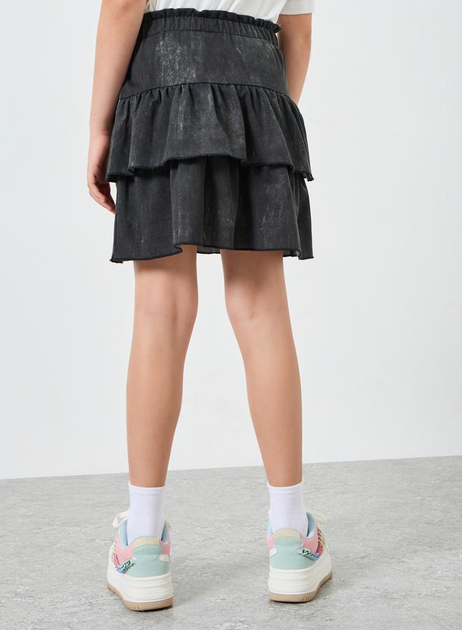 Styli Girls Tiered Cotton Mini Skirt - Image 4