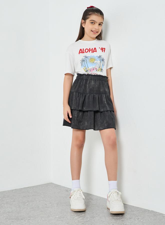 Styli Girls Tiered Cotton Mini Skirt - Image 2