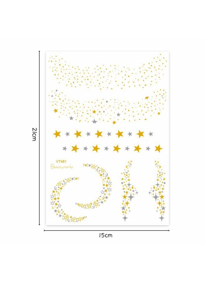 Apol 18 Pack Face Tattoo Stickers - Temporary Face Tattoos - Golden & Silvery Glitter - Waterproof - Suitable for Women, Girls, Youth & Adults - Image 3
