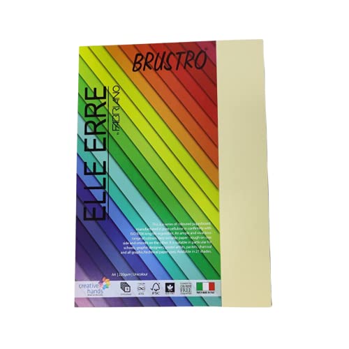 BRUSTRO Elle Erre Coloured Card Stock Craft Paper A4 Size 220 GSM Onice Colour,Pack of 9 Sheets.Onyx Beige Shade|Ideal for schools,graphic designers,poster artists with pastel,charcoal,calligraphy,pen - Image 1