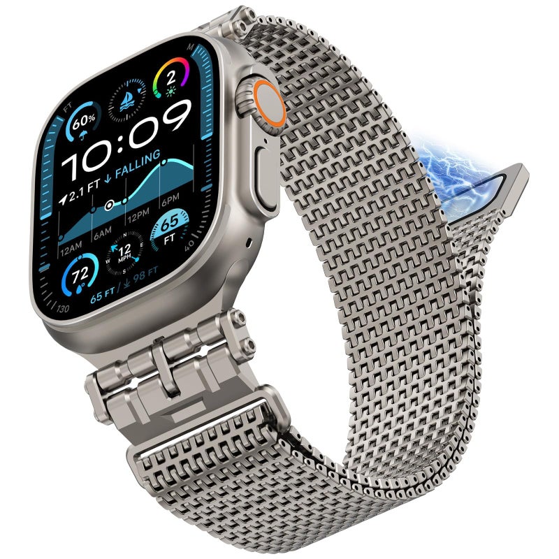 KASTWAVE Magnetic Milanese Loop Band Compatible with Apple Watch Ultra 2/Ultra 49/46/45/44mm – Adjustable Stainless Steel Replacement Strap for iWatch Series 10/9/8/7/6/5/4/SE - Image 1