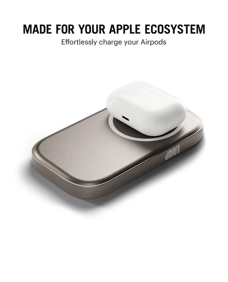 DailyObjects باور بانك لاسلكي من DailyObjects بسعة 5000 مللي أمبير معتمد من Qi2 - متوافق مع MagSafe - مصنوع من الألمنيوم - تيتيوم متوافق مع سلسلة iPhone 16، 15، 14، 13، 12 | شريحة متعددة الطبقات للحماية - Image 5