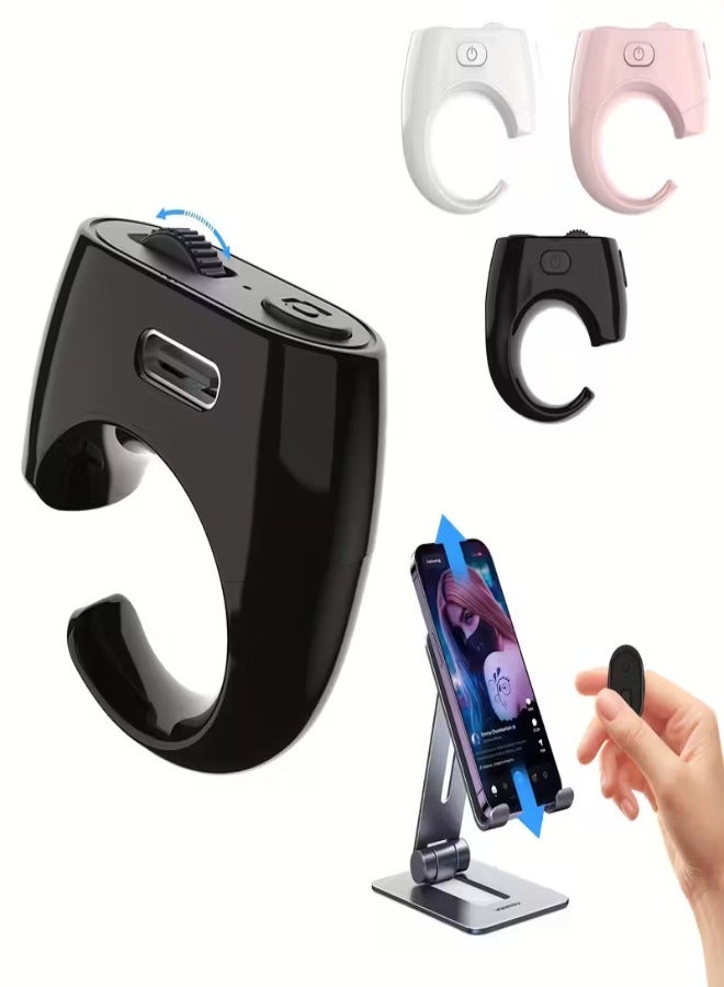 Multi-Function Wireless Ring Remote Control for Mobile Phones – Long Battery Life, One-Click Page Turning, Camera & eBook Control, Portable Smart Finger Ring - Black - Image 1