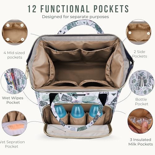 MAMMA Diaper Bag for Mothers for Travel, Baby Bag for Mother Travel, Hospital Bag for Delivery Women, Baby Diaper Bag for Mom, 12 Pockets Diaper Bags for Mothers with 9 Months Warranty - Image 4