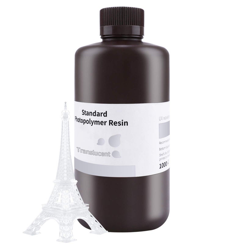 ELEGOO Standard LCD 3D Printer Resin, Fast UV-Curing 3D 405nm UV Resin Photopolymer Resin for High Precision Rapid LCD 3D Printing Translucent 1000G - Image 1