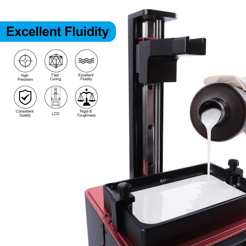 ELEGOO Standard LCD 3D Printer Resin, Fast UV-Curing 3D 405nm UV Resin Photopolymer Resin for High Precision Rapid LCD 3D Printing Translucent 1000G - Image 2