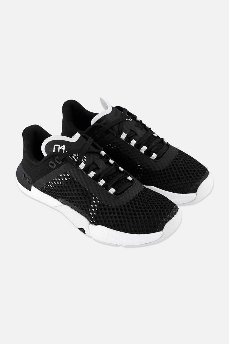 UNDER ARMOUR أحذية تدريب نسائية ثلاثية القاعدة رين 4 مزودة بأربطة، سوداء - Image 2