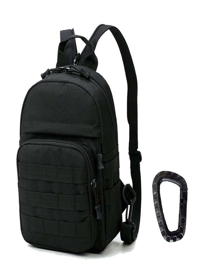 Valinov Mini Tactical Backpack, 6L Small Sling Backpacks Shoulder Bag For Running Travel Daypack with Carabiner For Men Women (Black) - Image 1