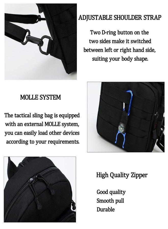 Valinov Mini Tactical Backpack, 6L Small Sling Backpacks Shoulder Bag For Running Travel Daypack with Carabiner For Men Women (Black) - Image 4
