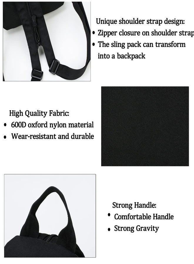 Valinov Mini Tactical Backpack, 6L Small Sling Backpacks Shoulder Bag For Running Travel Daypack with Carabiner For Men Women (Black) - Image 3