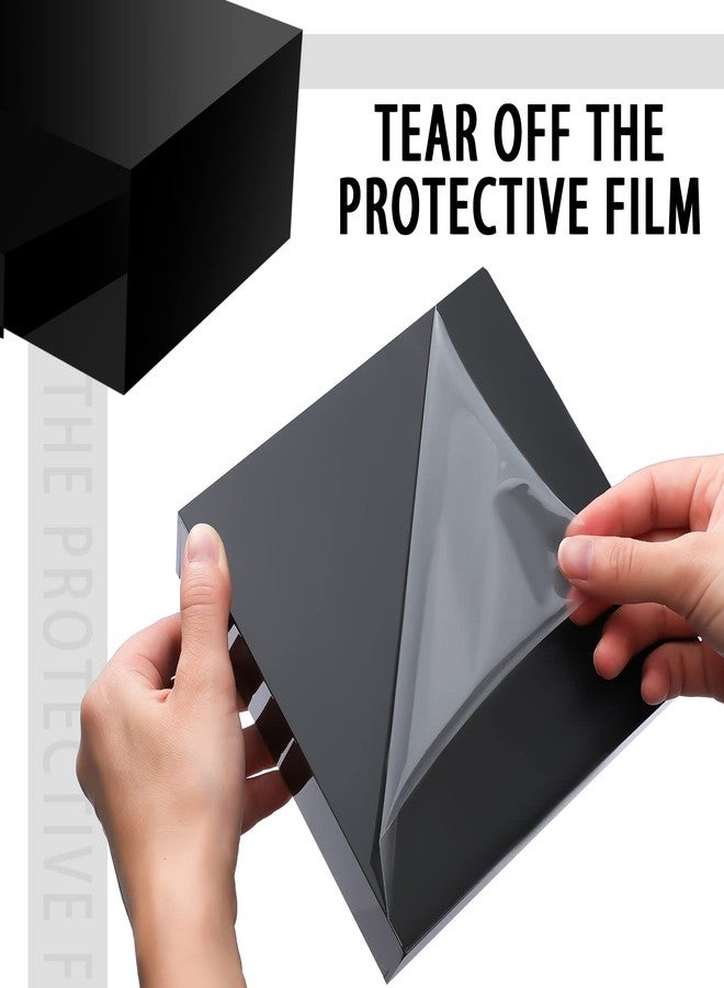 يوليجو مجموعة من 3 قواعد عرض أكريليك - صناديق خماسية الجوانب ذات قيعان مجوفة، رفوف عرض مكعبات متداخلة لعرض مستحضرات التجميل والطعام والمقتنيات والمجوهرات والتماثيل (أسود) - Image 3