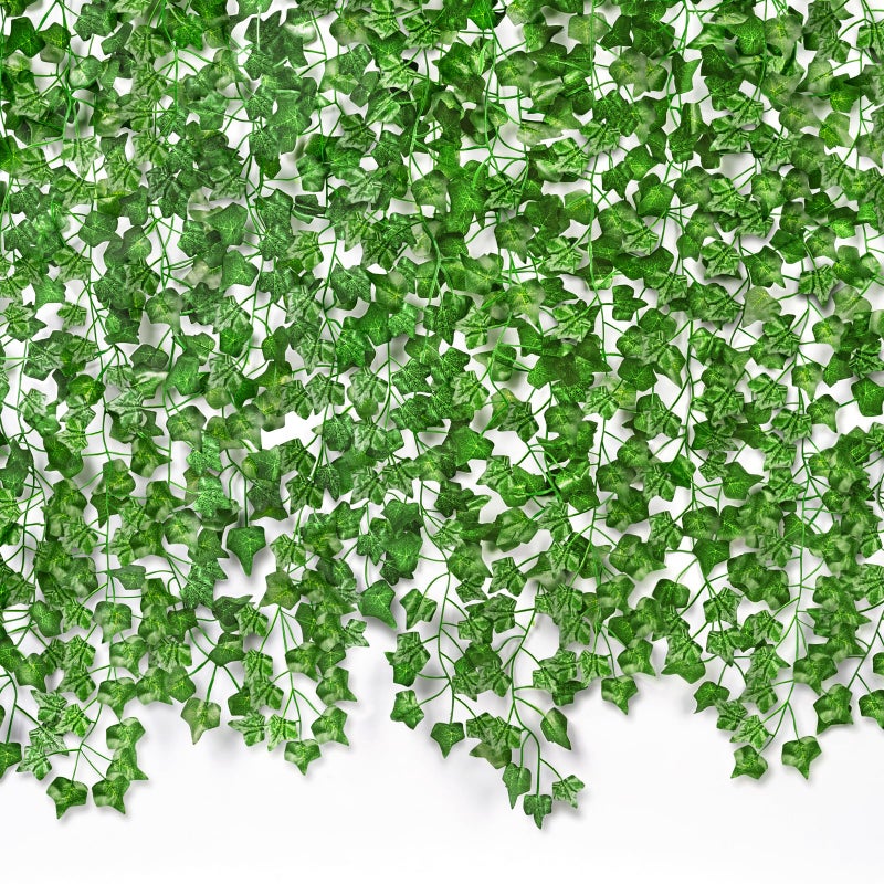 CQURE 72 Pack 504Ft Artificial Ivy Fake Vines Ivy Garland Greenery Garland Fake Hanging Plants Vines Aesthetic Green Leaves for Bedroom Wedding Party Garden Wall Decor - Image 1