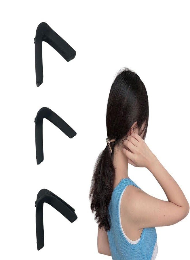 KLIVE مشابك شعر KLIVE على شكل حرف V مانعة للانزلاق للنساء والفتيات، مجموعة مشابك شعر للشعر الكثيف، إكسسوارات تصفيف الشعر لتسريحات الشعر الهندية، عبوة من 3 مشابك ودبابيس شعر (أسود) - Image 5