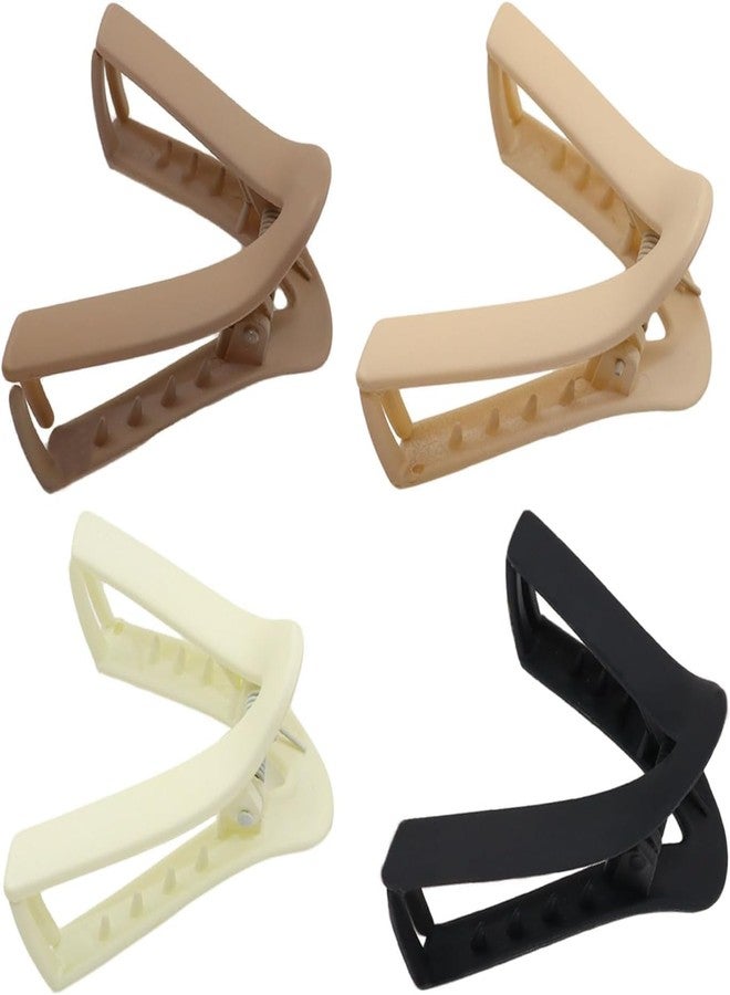 KLIVE مشابك شعر KLIVE على شكل حرف V مانعة للانزلاق للنساء والفتيات، مجموعة مشابك شعر للشعر الكثيف، إكسسوارات تصفيف الشعر لتسريحات الشعر الهندية، عبوة من 3 مشابك ودبابيس شعر (أسود) - Image 2