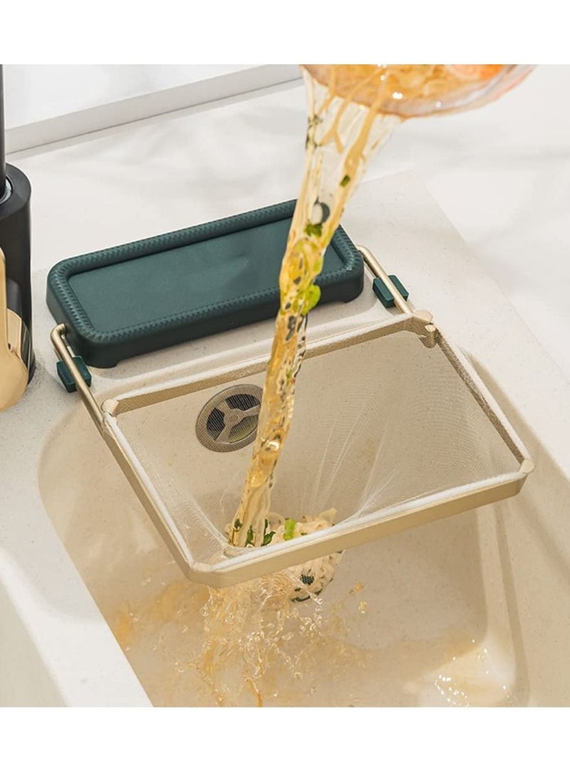 SYOSI Sink Filter Rack, Kitchen Sink Corner Drain Rack with 50pcs Filter Bags Collapsible Kitchen Sink Corner Drain Basket, Kitchen Sink Filters for Kitchen Waste Leftover - Image 1