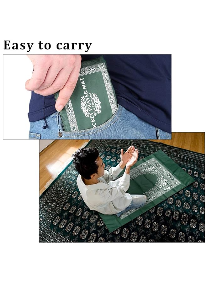 erorex 2 Pieces Portable Travel Prayer Mat With Compass Waterproof Polyester Prayer Rug Muslim Travel Prayer Mat For Ramadan Gifts 60Cm×100Cm - Image 5