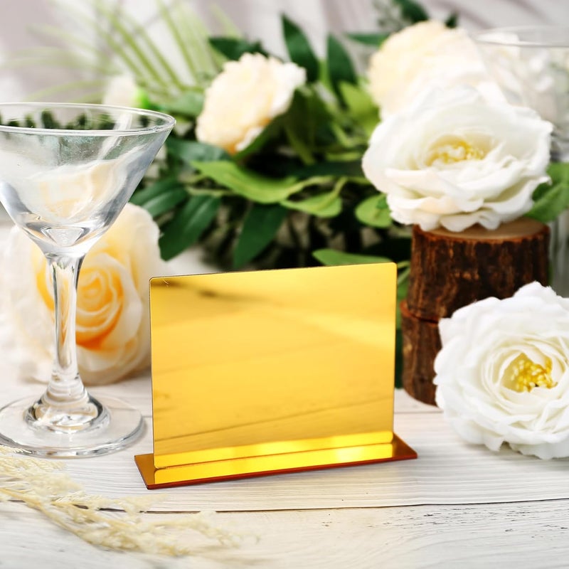Ohmique 12 PCS Food Labels for Party Buffet Gold Food Signs for Buffet, Acrylic Rectangle Mini Signs with Base & 2 Markers, Reusable Party Wedding Retail Table Labels (3.9"x3") - Image 4