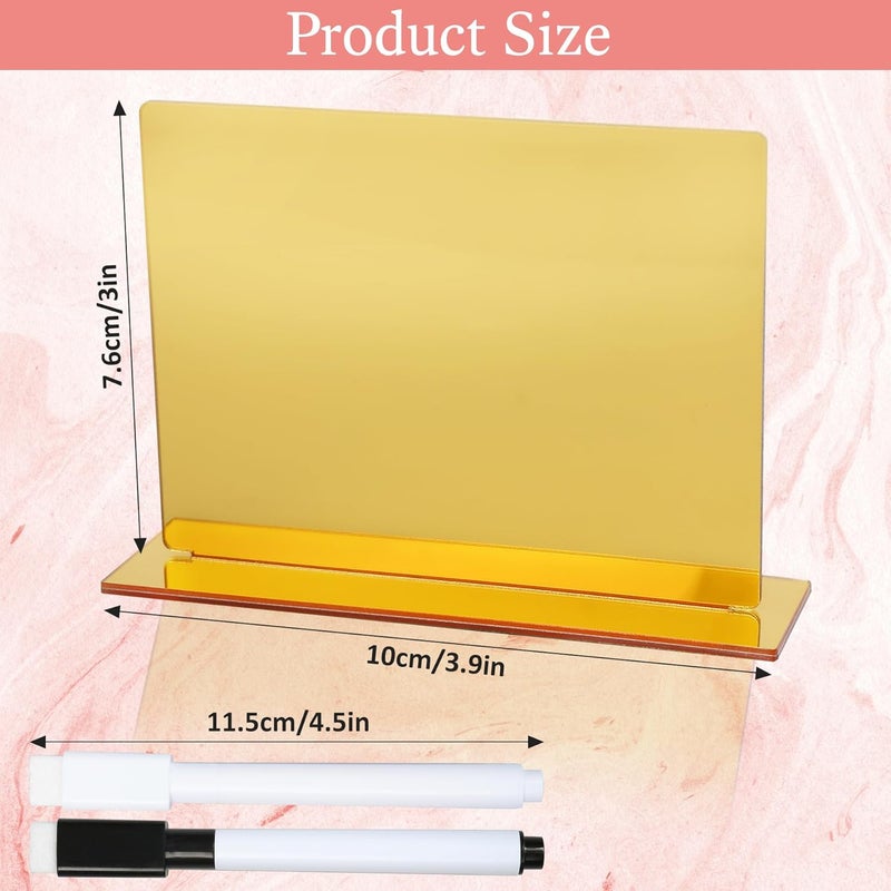 Ohmique 12 PCS Food Labels for Party Buffet Gold Food Signs for Buffet, Acrylic Rectangle Mini Signs with Base & 2 Markers, Reusable Party Wedding Retail Table Labels (3.9"x3") - Image 2