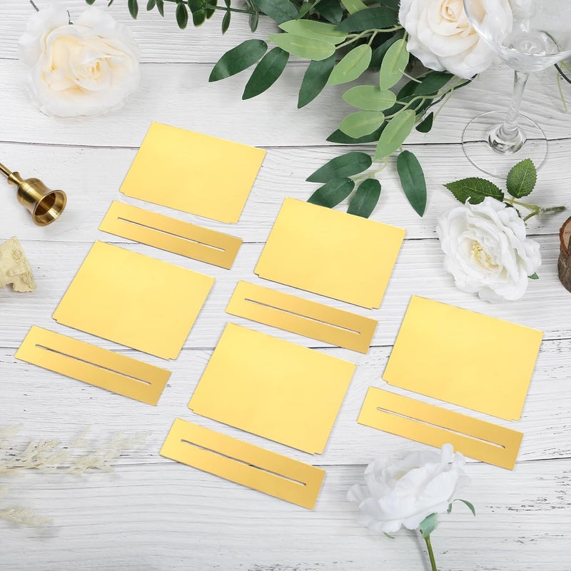 Ohmique 12 PCS Food Labels for Party Buffet Gold Food Signs for Buffet, Acrylic Rectangle Mini Signs with Base & 2 Markers, Reusable Party Wedding Retail Table Labels (3.9"x3") - Image 5