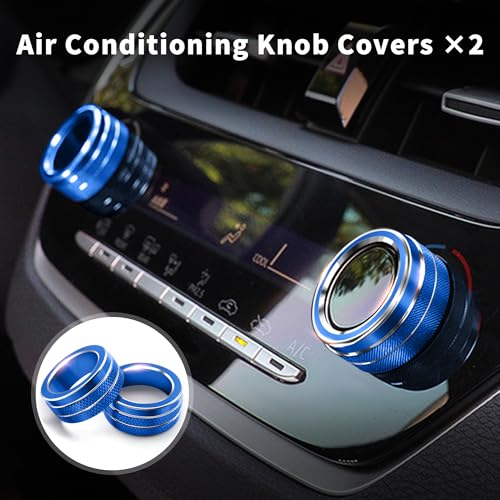 Polodunn for 2020-2025 2026 Toyota Corolla & 2022-2025 2026 Corolla Cross Accessories, 4pcs Aluminum Alloy Knob Cover Trim Set - Rearview Mirror Switch, AC & Push Start (Blue) - Image 4
