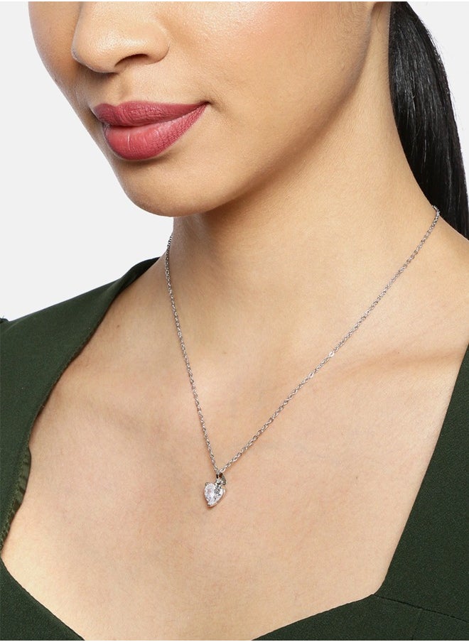 Just Peachy Just Peachy Women’s Silver-Toned Heart Shaped Pendant with Chain – Elegant and Stylish Design – High-Quality Silver Finish – Adjustable Length – Perfect for Everyday Wear or Special Occasions  - Image 2