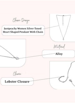 Just Peachy Just Peachy Women’s Silver-Toned Heart Shaped Pendant with Chain – Elegant and Stylish Design – High-Quality Silver Finish – Adjustable Length – Perfect for Everyday Wear or Special Occasions  - Image 4