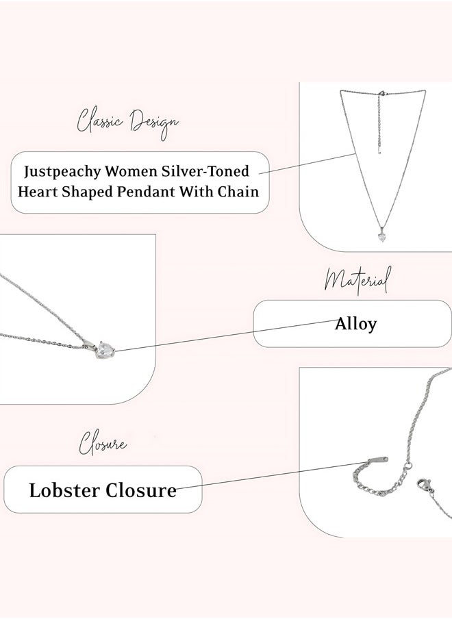 Just Peachy Just Peachy Women’s Silver-Toned Heart Shaped Pendant with Chain – Elegant and Stylish Design – High-Quality Silver Finish – Adjustable Length – Perfect for Everyday Wear or Special Occasions  - Image 4