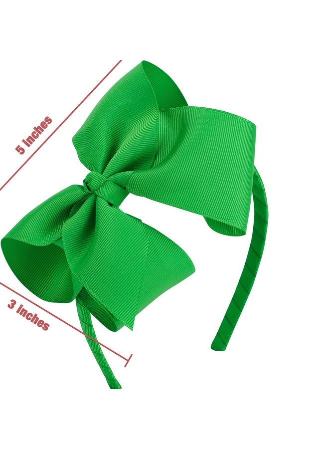 MEEDEE Emerald Green Big Bow Headband for Girls Grosgrain Ribbon Hair Hoop Headband for Toddlers Kids Party Decoration Cosplay Costume Headwear Makeup Handmade Hair Band - Image 3