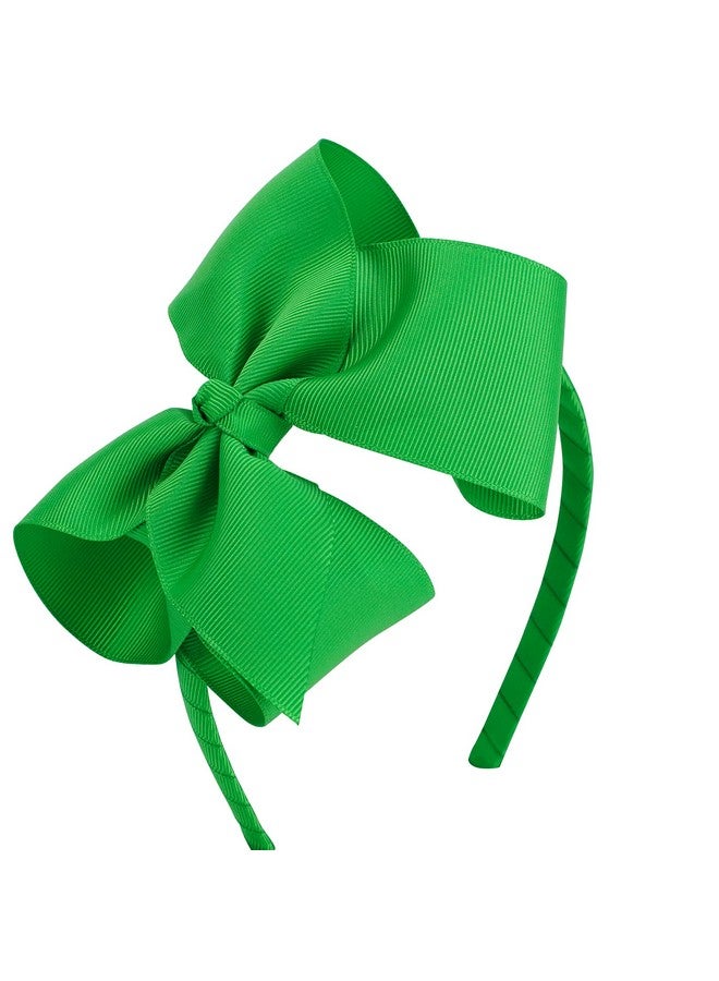 MEEDEE Emerald Green Big Bow Headband for Girls Grosgrain Ribbon Hair Hoop Headband for Toddlers Kids Party Decoration Cosplay Costume Headwear Makeup Handmade Hair Band - Image 1