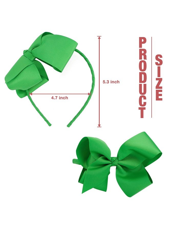 MEEDEE Emerald Green Big Bow Headband for Girls Grosgrain Ribbon Hair Hoop Headband for Toddlers Kids Party Decoration Cosplay Costume Headwear Makeup Handmade Hair Band - Image 5