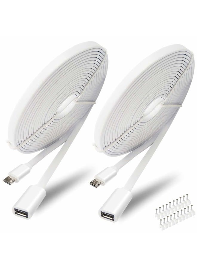 SIOCEN 2 Pack 13FT Micro USB Extension Cable for Zmodo,Male to Female Extender Flat Power Cord Compatible for Wyze Cam v3 v2,Yi Camera,Oculus Go,Netvue,Nest Cam,Blink,Furbo Dog Home Security Camera - Image 1