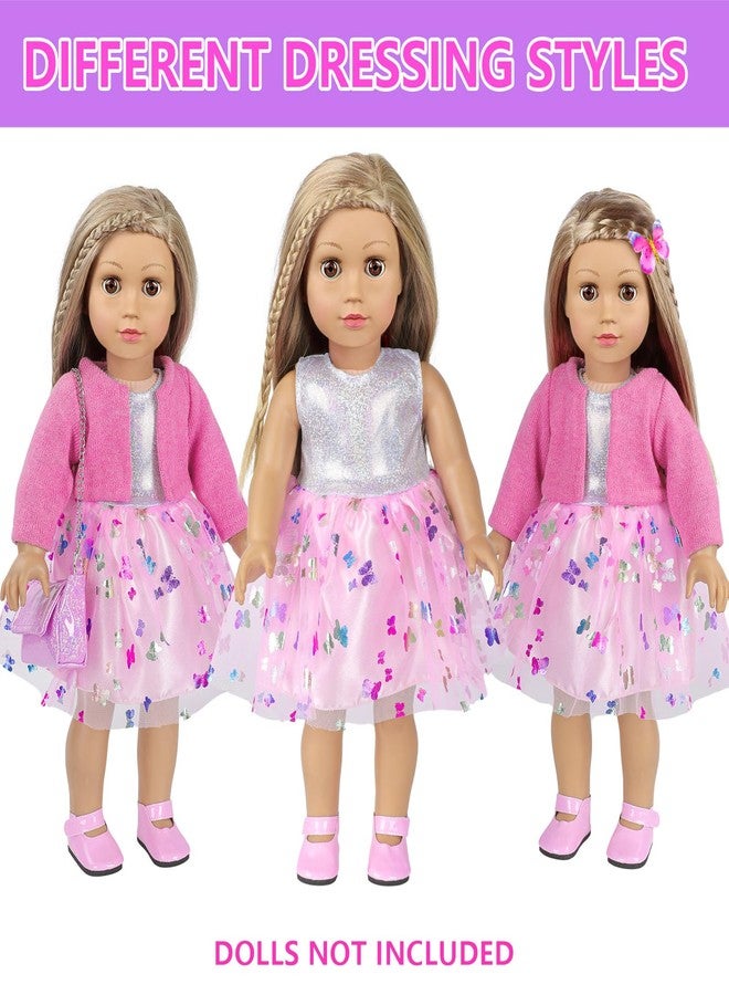 DONTNO American 18 Inch Doll Makeup Accessories and Clothes,Messenger Bag Set for 18 Inch Dolls Include Phone Eye Shadow Lipstick Eyelash Brush Makeup Brush Butterfly Hair Clip and Shoes（No Doll） - Image 4