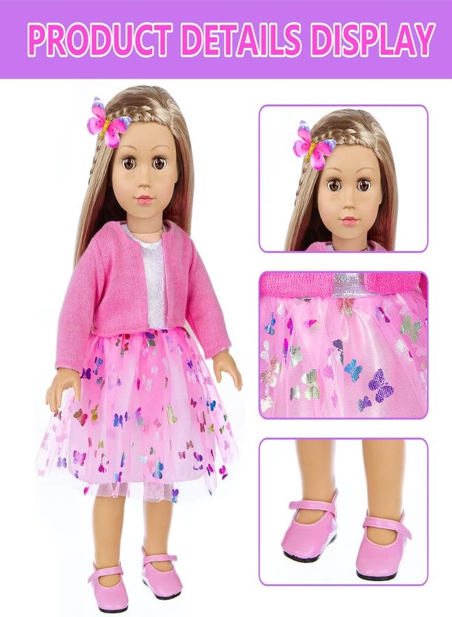 DONTNO American 18 Inch Doll Makeup Accessories and Clothes,Messenger Bag Set for 18 Inch Dolls Include Phone Eye Shadow Lipstick Eyelash Brush Makeup Brush Butterfly Hair Clip and Shoes（No Doll） - Image 3