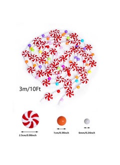 obmwang obmwang 10 Feet Christmas Candy Garland Red and White Peppermint Candy Beaded Garland Christmas Tree Candy Garland Hanging Ornaments for Xmas Party Supplies Holiday Favors  - Image 2